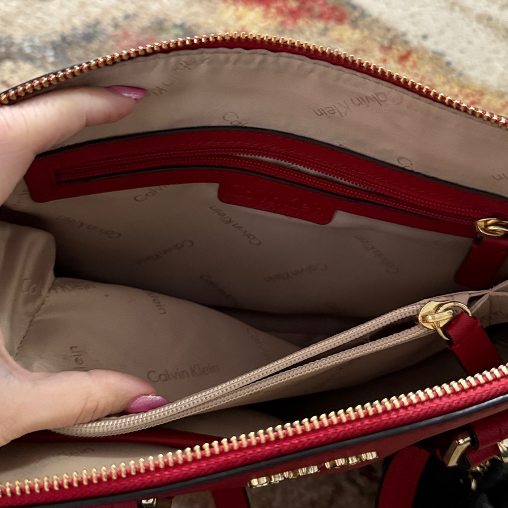 Calvin Klein Saffiano Leather Satchel - Picture 10 of 13